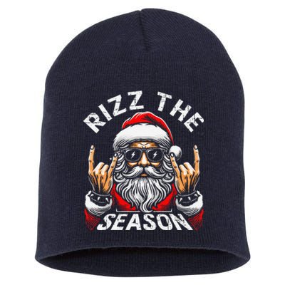 Punk Rock Retro Rizz The Season Funny Santa Clause Rizzler Short Acrylic Beanie