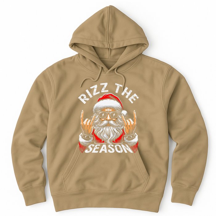 Punk Rock Retro Rizz The Season Funny Santa Clause Rizzler Hoodie