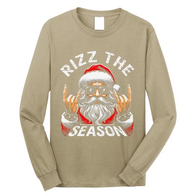 Punk Rock Retro Rizz The Season Funny Santa Clause Rizzler Long Sleeve Shirt