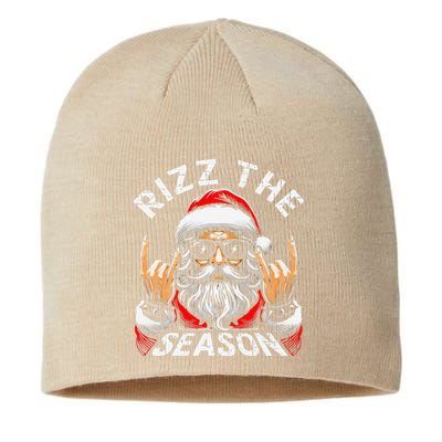 Punk Rock Retro Rizz The Season Funny Santa Clause Rizzler Sustainable Beanie