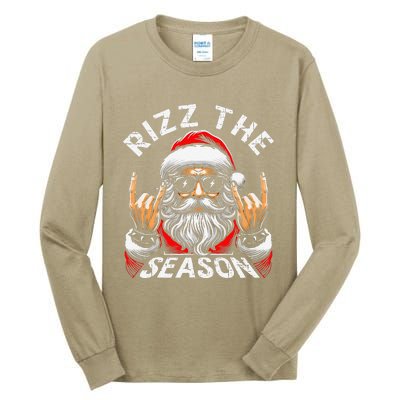 Punk Rock Retro Rizz The Season Funny Santa Clause Rizzler Tall Long Sleeve T-Shirt