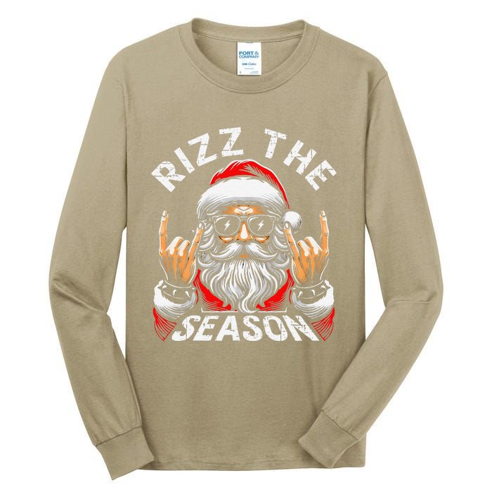 Punk Rock Retro Rizz The Season Funny Santa Clause Rizzler Tall Long Sleeve T-Shirt