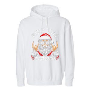 Punk Rock Retro Rizz The Season Funny Santa Clause Rizzler Garment-Dyed Fleece Hoodie