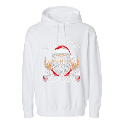 Punk Rock Retro Rizz The Season Funny Santa Clause Rizzler Garment-Dyed Fleece Hoodie