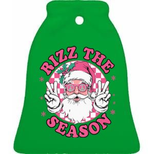 Punk Rock Retro Rizz The Season Funny Santa Clause Rizzler Ceramic Bell Ornament