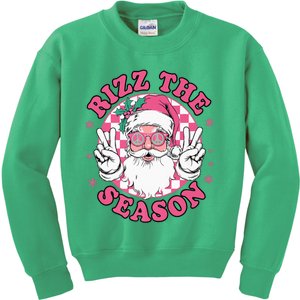 Punk Rock Retro Rizz The Season Funny Santa Clause Rizzler Kids Sweatshirt