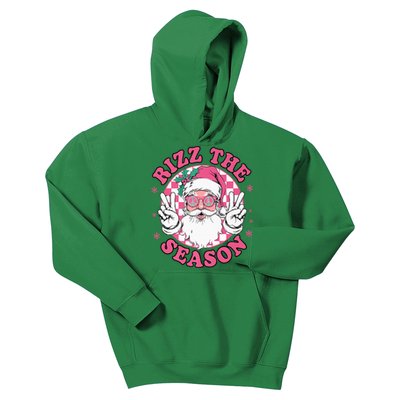 Punk Rock Retro Rizz The Season Funny Santa Clause Rizzler Kids Hoodie