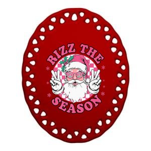 Punk Rock Retro Rizz The Season Funny Santa Clause Rizzler Ceramic Oval Ornament