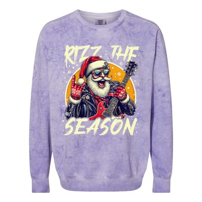 Punk Rock Retro Rizz The Season Funny Santa Clause Rizzler Colorblast Crewneck Sweatshirt