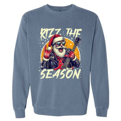 Punk Rock Retro Rizz The Season Funny Santa Clause Rizzler Garment-Dyed Sweatshirt