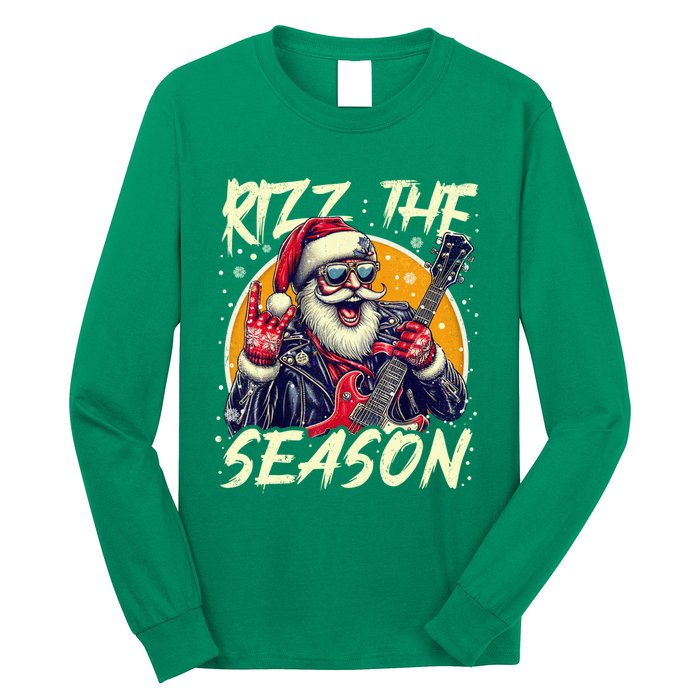 Punk Rock Retro Rizz The Season Funny Santa Clause Rizzler Long Sleeve Shirt