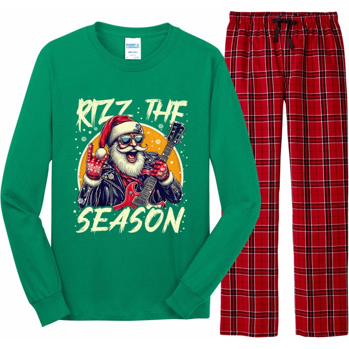 Punk Rock Retro Rizz The Season Funny Santa Clause Rizzler Long Sleeve Pajama Set