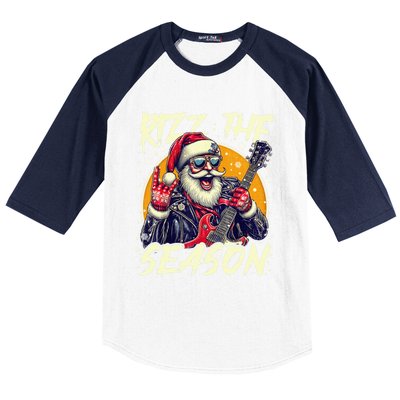 Punk Rock Retro Rizz The Season Funny Santa Clause Rizzler Baseball Sleeve Shirt