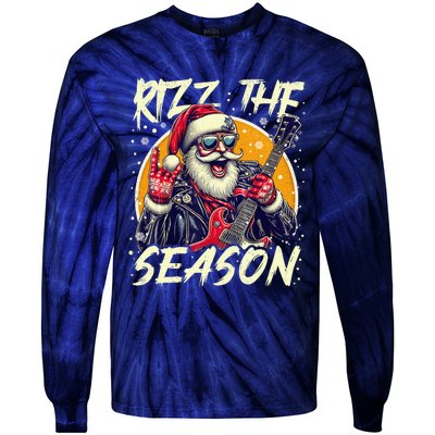 Punk Rock Retro Rizz The Season Funny Santa Clause Rizzler Tie-Dye Long Sleeve Shirt