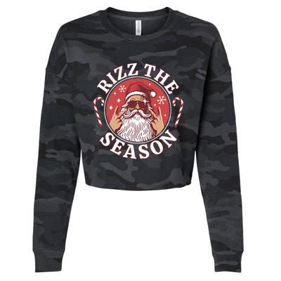 Punk Rock Retro Rizz The Season Funny Santa Clause Rizzler Cropped Pullover Crew