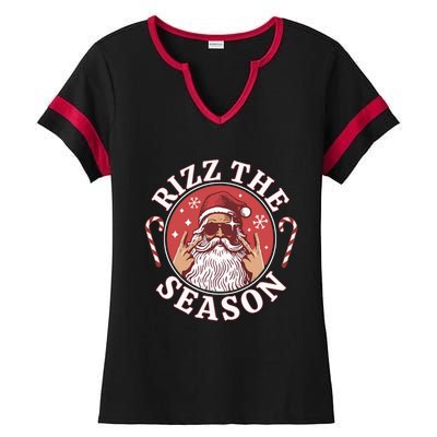 Punk Rock Retro Rizz The Season Funny Santa Clause Rizzler Ladies Halftime Notch Neck Tee