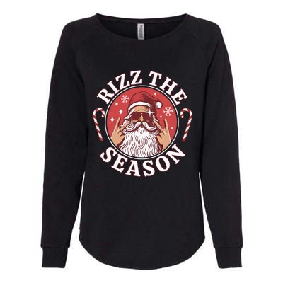 Punk Rock Retro Rizz The Season Funny Santa Clause Rizzler Womens California Wash Sweatshirt