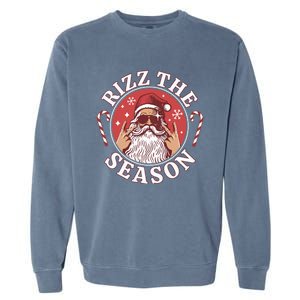 Punk Rock Retro Rizz The Season Funny Santa Clause Rizzler Garment-Dyed Sweatshirt