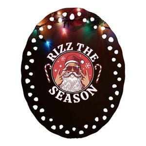 Punk Rock Retro Rizz The Season Funny Santa Clause Rizzler Ceramic Oval Ornament