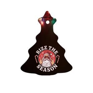 Punk Rock Retro Rizz The Season Funny Santa Clause Rizzler Ceramic Tree Ornament