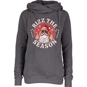 Punk Rock Retro Rizz The Season Funny Santa Clause Rizzler Womens Funnel Neck Pullover Hood