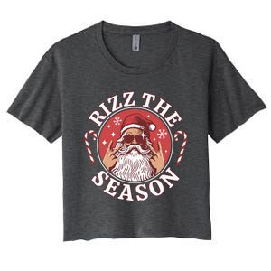 Punk Rock Retro Rizz The Season Funny Santa Clause Rizzler Women's Crop Top Tee