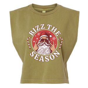 Punk Rock Retro Rizz The Season Funny Santa Clause Rizzler Garment-Dyed Women's Muscle Tee