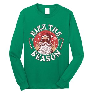 Punk Rock Retro Rizz The Season Funny Santa Clause Rizzler Long Sleeve Shirt