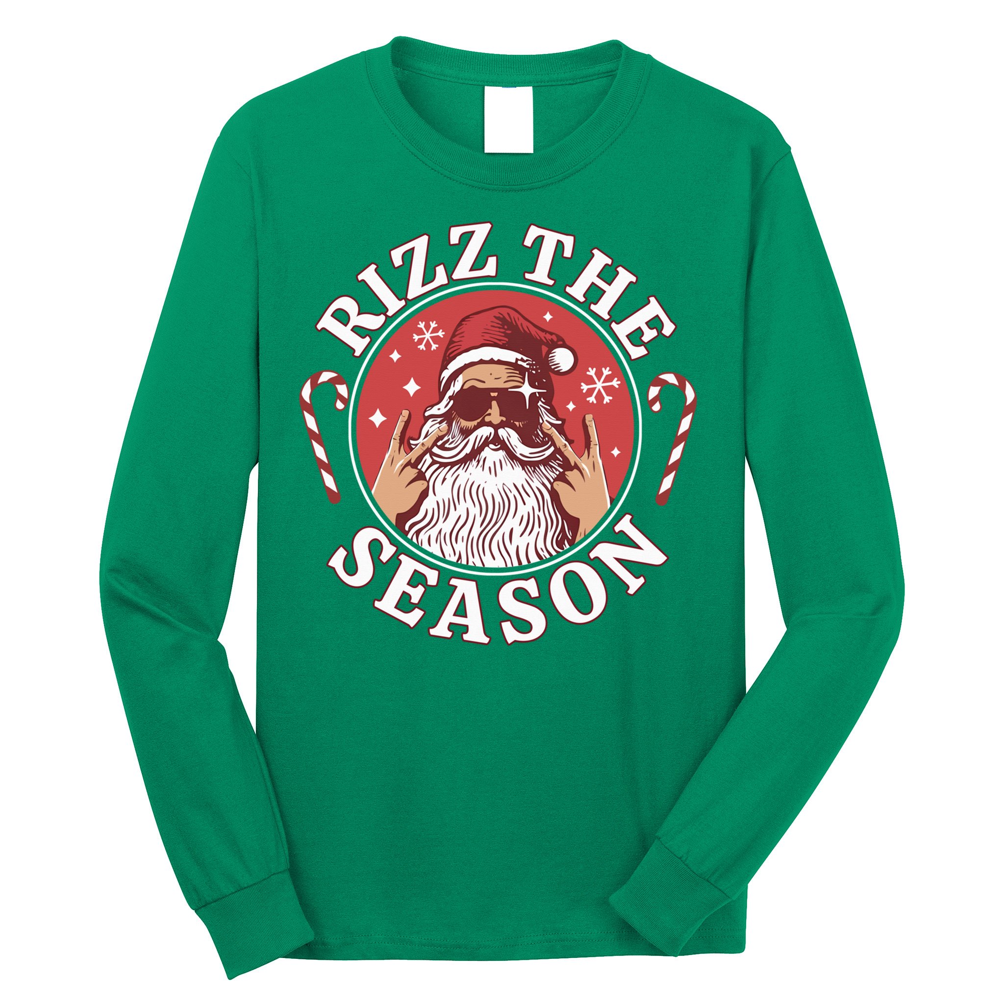 Punk Rock Retro Rizz The Season Funny Santa Clause Rizzler Long Sleeve Shirt