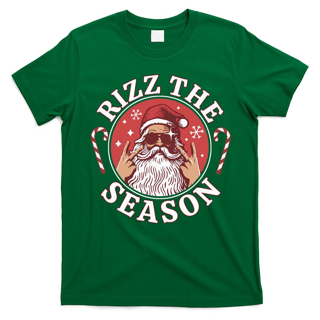 Punk Rock Retro Rizz The Season Funny Santa Clause Rizzler T-Shirt