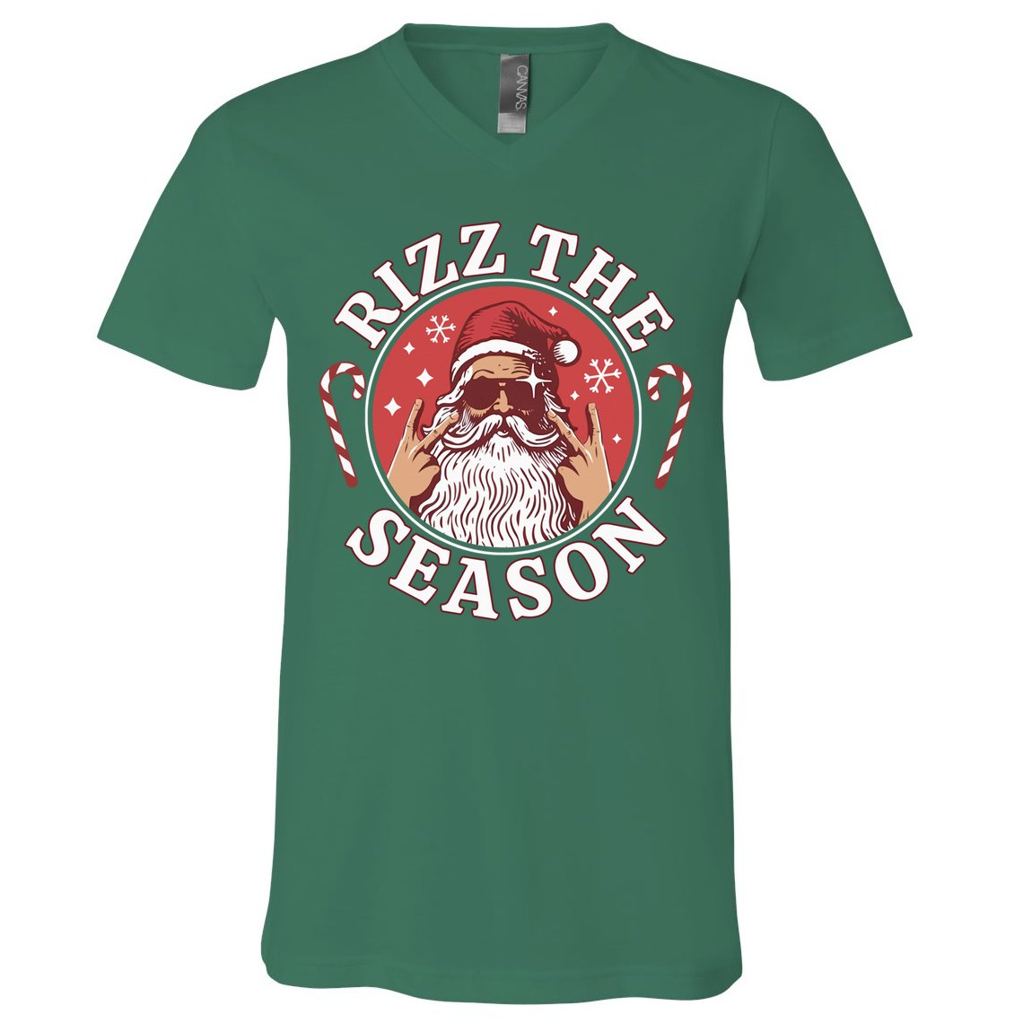 Punk Rock Retro Rizz The Season Funny Santa Clause Rizzler V-Neck T-Shirt