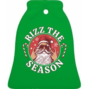 Punk Rock Retro Rizz The Season Funny Santa Clause Rizzler Ceramic Bell Ornament