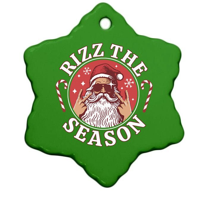 Punk Rock Retro Rizz The Season Funny Santa Clause Rizzler Ceramic Star Ornament