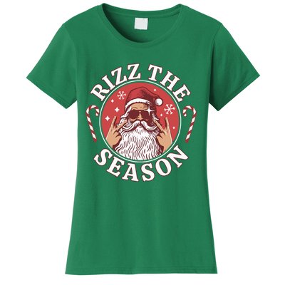 Punk Rock Retro Rizz The Season Funny Santa Clause Rizzler Women's T-Shirt