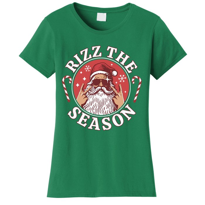 Punk Rock Retro Rizz The Season Funny Santa Clause Rizzler Women's T-Shirt