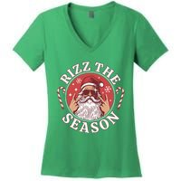 Punk Rock Retro Rizz The Season Funny Santa Clause Rizzler Women's V-Neck T-Shirt