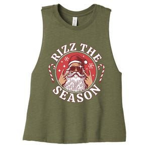 Punk Rock Retro Rizz The Season Funny Santa Clause Rizzler Women's Racerback Cropped Tank