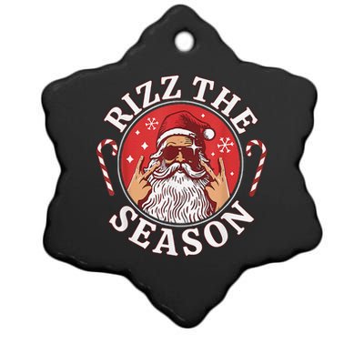 Punk Rock Retro Rizz The Season Funny Santa Clause Rizzler Ceramic Star Ornament