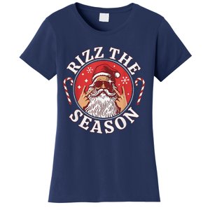 Punk Rock Retro Rizz The Season Funny Santa Clause Rizzler Women's T-Shirt