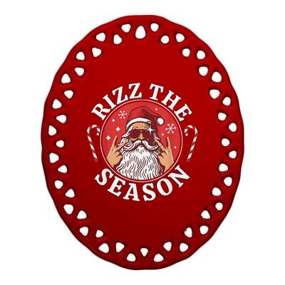 Punk Rock Retro Rizz The Season Funny Santa Clause Rizzler Ceramic Oval Ornament