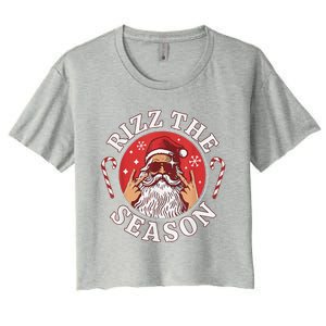 Punk Rock Retro Rizz The Season Funny Santa Clause Rizzler Women's Crop Top Tee