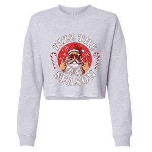 Punk Rock Retro Rizz The Season Funny Santa Clause Rizzler Cropped Pullover Crew