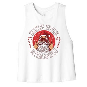 Punk Rock Retro Rizz The Season Funny Santa Clause Rizzler Women's Racerback Cropped Tank