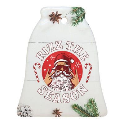 Punk Rock Retro Rizz The Season Funny Santa Clause Rizzler Ceramic Bell Ornament