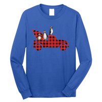 Penguin Riding Red Pajama Tree Truck Funny Penguin Christmas Gift Long Sleeve Shirt