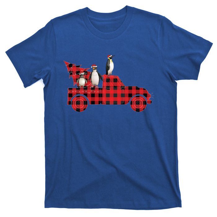 Penguin Riding Red Pajama Tree Truck Funny Penguin Christmas Gift T-Shirt