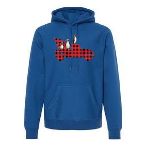 Penguin Riding Red Pajama Tree Truck Funny Penguin Christmas Gift Premium Hoodie