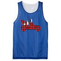 Penguin Riding Red Pajama Tree Truck Funny Penguin Christmas Gift Mesh Reversible Basketball Jersey Tank