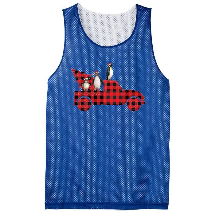 Penguin Riding Red Pajama Tree Truck Funny Penguin Christmas Gift Mesh Reversible Basketball Jersey Tank