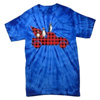 Penguin Riding Red Pajama Tree Truck Funny Penguin Christmas Gift Tie-Dye T-Shirt